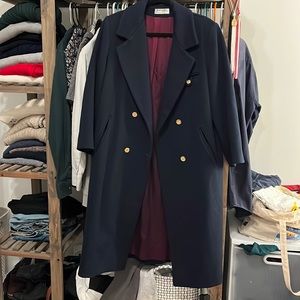 Navy 100% wool winter coat vintage